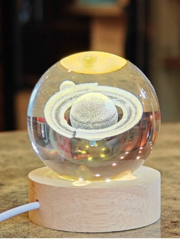 3d Galaxy Space Crystal Ball Night Light With Stand (warm Light)