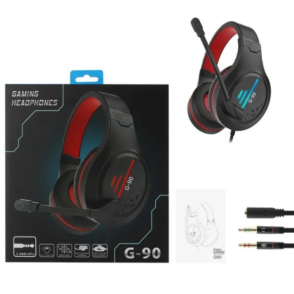 G90 Gaming Headset – G90 Gaming Headphone Big Headphones With Light Mic Stereo Earphones Deep Bass For Pc Computer Gamer Laptop headphone ZAR INNOVATIONS 