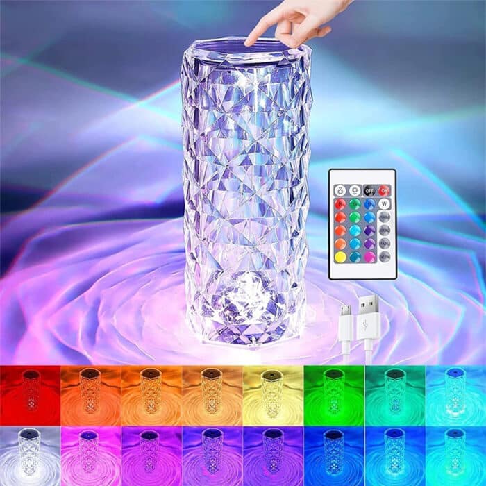 16 Color Daimond Crystal Lamp With Remote LED Crystal Table Lamp (S) home decor ZAR INNOVATIONS 